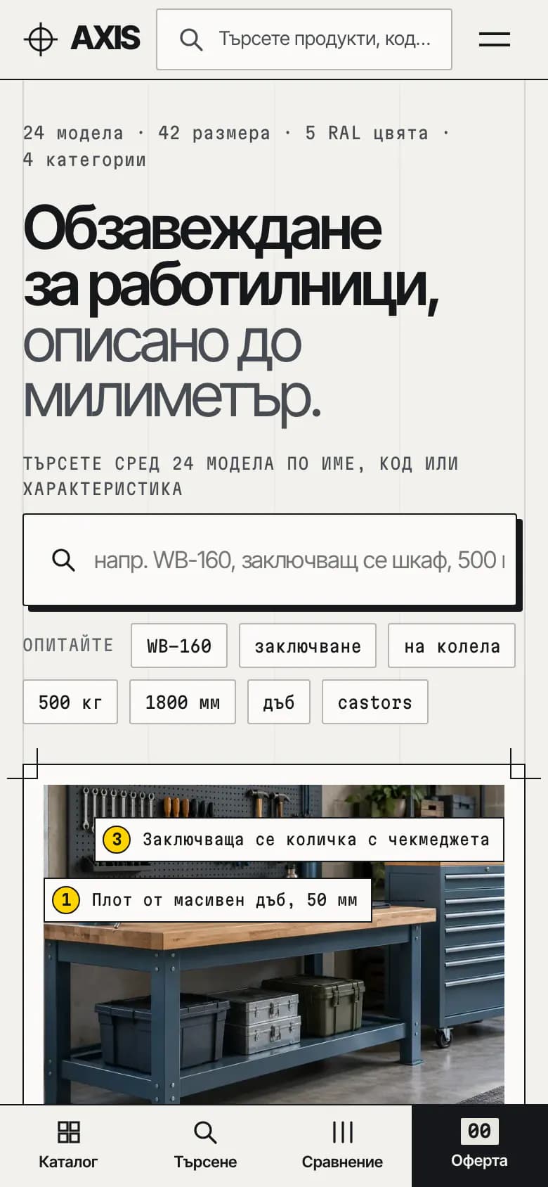 Начална страница на Axis Supply, изглед: телефон