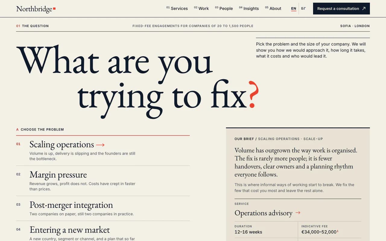 Northbridge Consulting homepage, desktop view