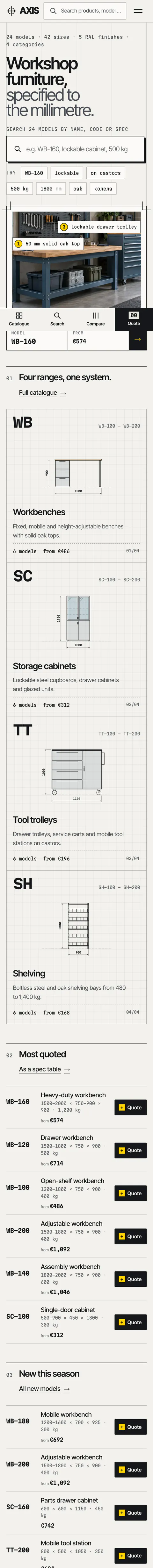Axis Supply full homepage, mobile