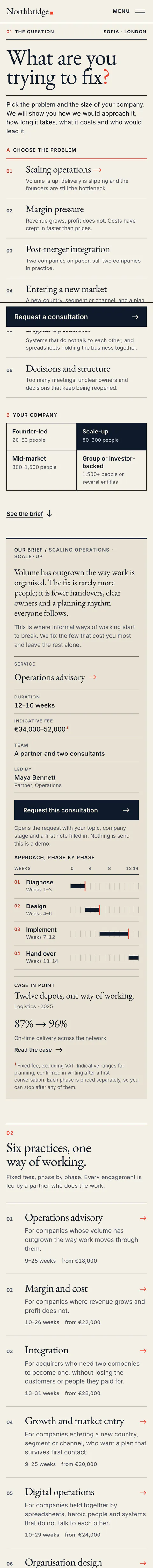 Northbridge Consulting full homepage, mobile