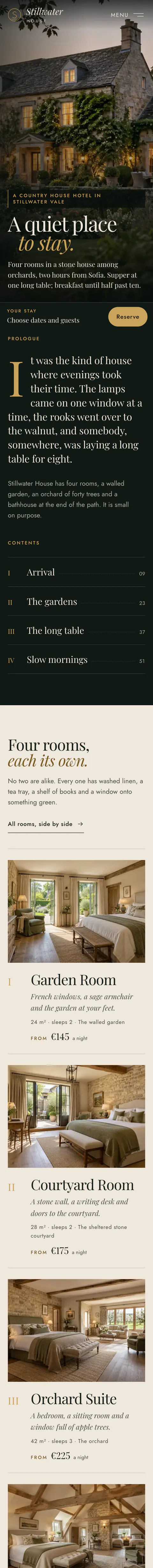 Stillwater House full homepage, mobile