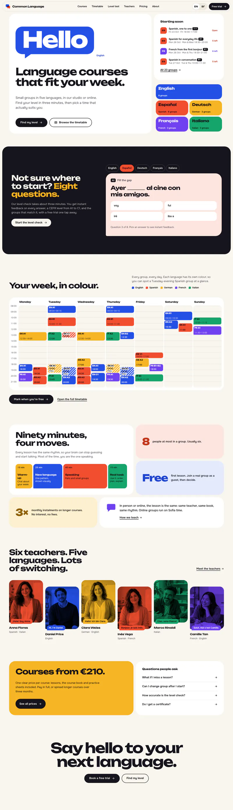 Common Language full homepage, desktop
